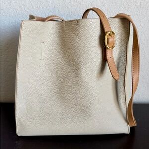 Elegant Cream Tote Bag with Tan Accents